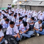 Ilustrasi siswa mengikuti pembinaan bersama TNI di Banten