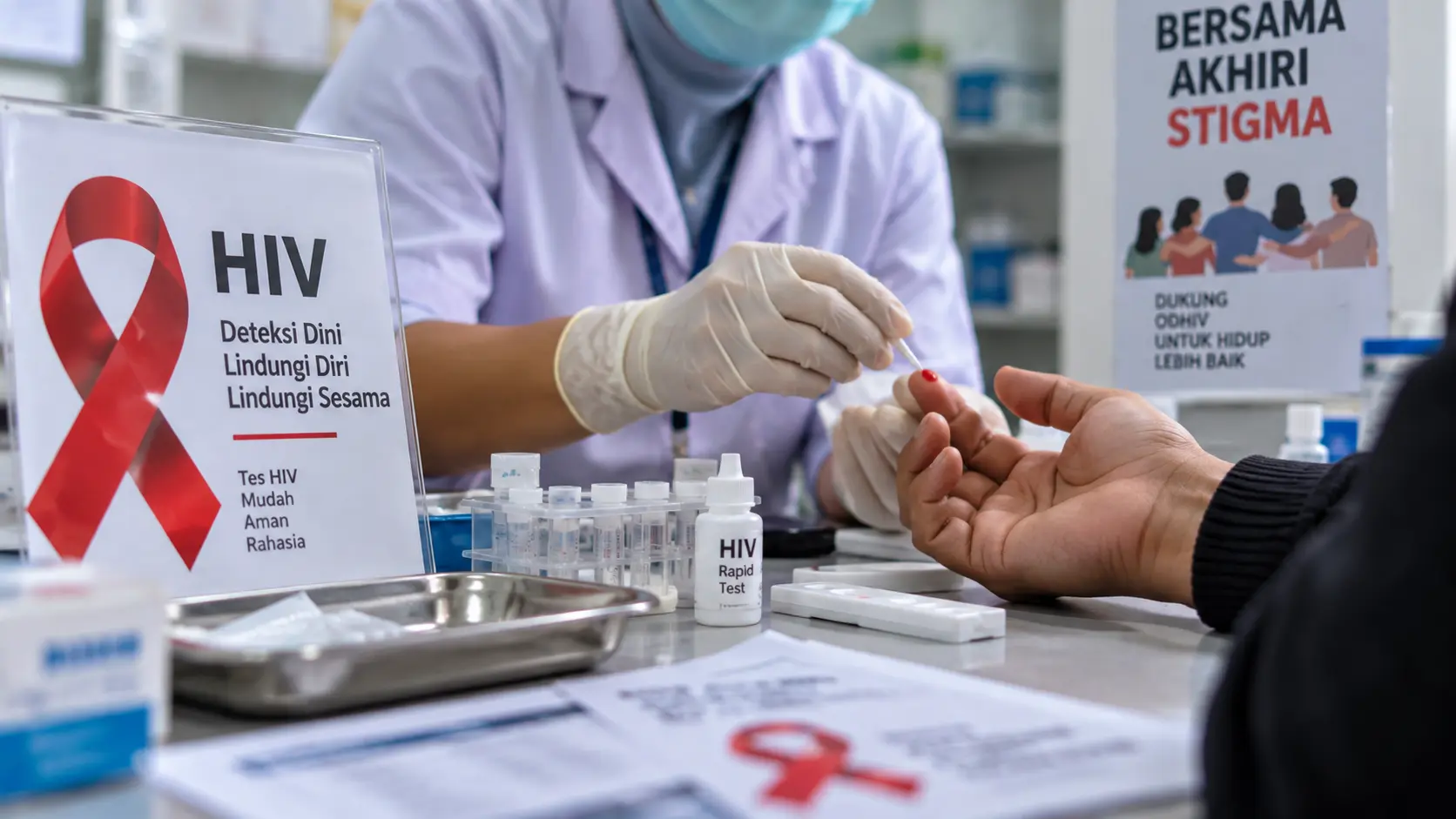 Ilustrasi pemeriksaan HIV di fasilitas kesehatan
