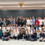 Peserta UKW PWI Banten Angkatan ke-28 berfoto bersama usai pelaksanaan uji