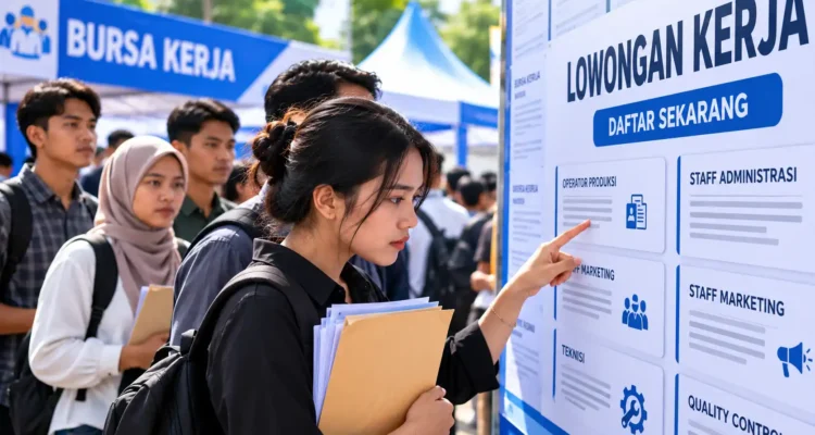 Ilustrasi pencari kerja memeriksa lowongan kerja resmi untuk menghindari penipuan rekrutmen