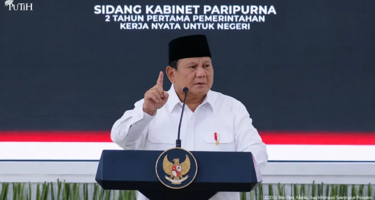 Presiden Prabowo Subianto dalam Sidang Kabinet Paripurna di Istana Kepresidenan, Jakarta, 21 Oktober 2026.