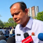 Kepala BMKG Teuku Faisal Fathani menjelaskan pergerakan asap karhutla di Jakarta